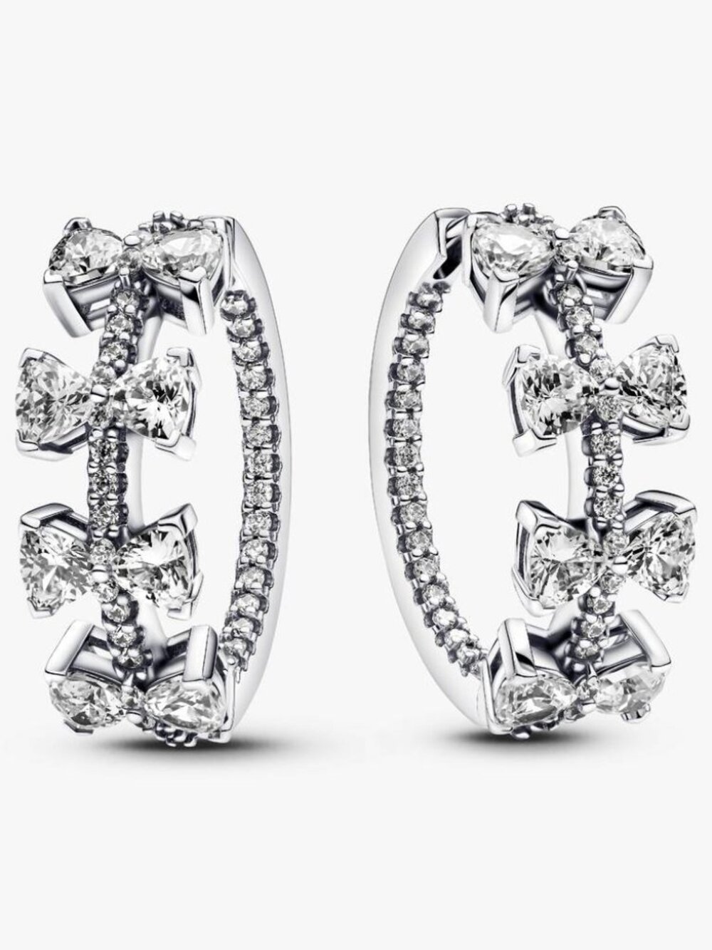 Pandora Sparkling Bow Row Hoop Earrings